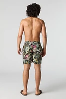 Short de baignade imprimé à taille coulissante