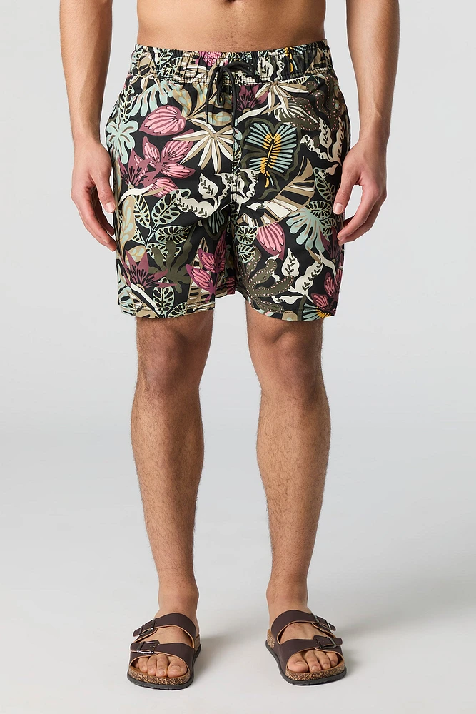 Short de baignade imprimé à taille coulissante