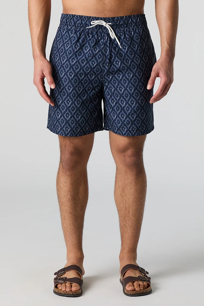 Short de baignade imprimé à taille coulissante