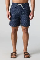 Short de baignade imprimé à taille coulissante