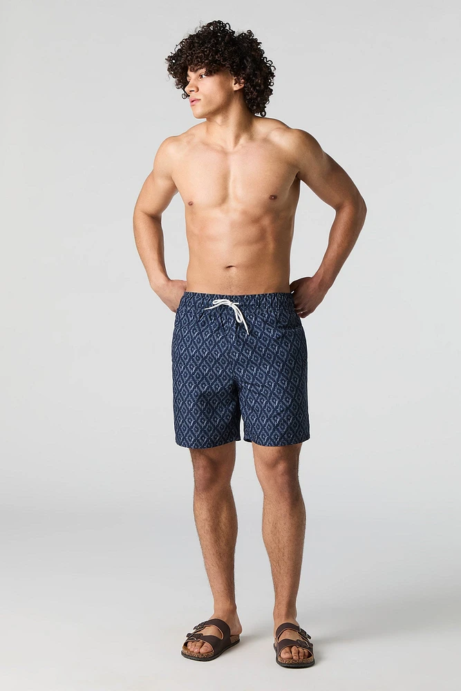 Short de baignade imprimé à taille coulissante