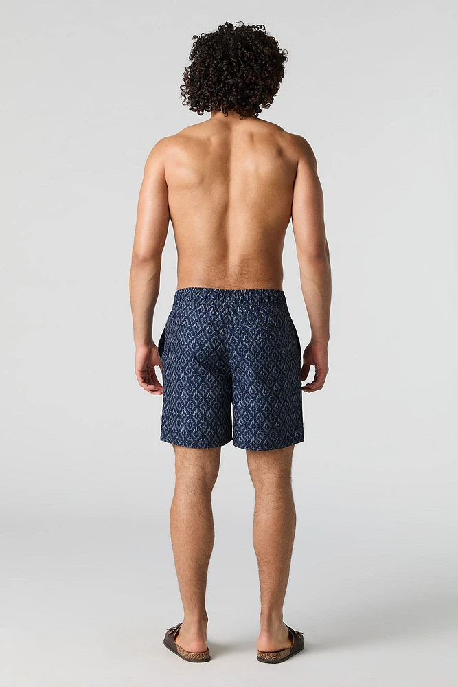 Short de baignade imprimé à taille coulissante