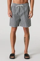 Striped Drawstring Swim Short