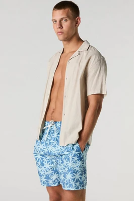 Short avec motif tropical à taille coulissante