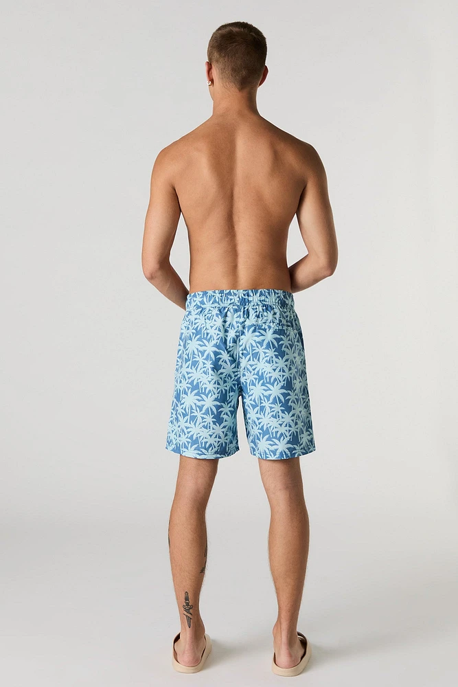 Tropical Print Drawstring Swim Short