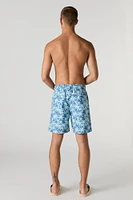 Tropical Print Drawstring Swim Short