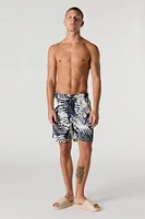 Short avec motif tropical à taille coulissante