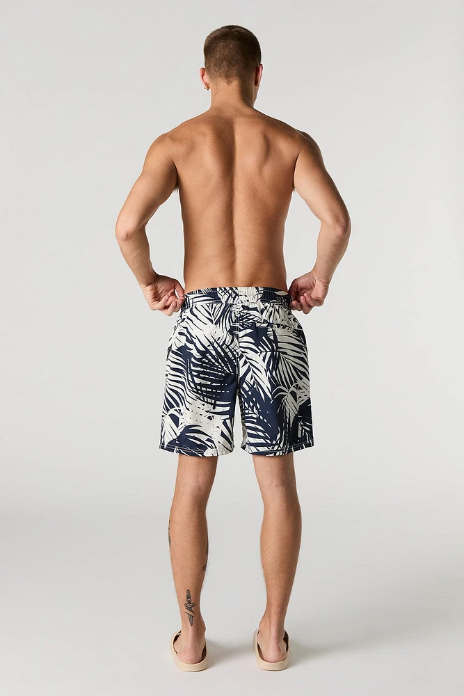 Short avec motif tropical à taille coulissante