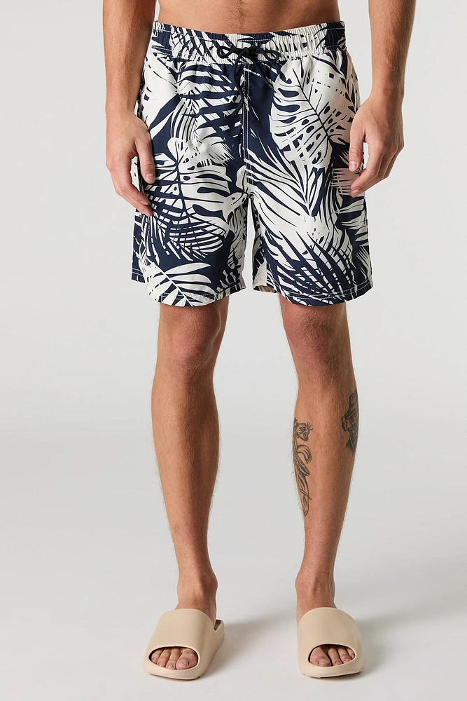 Short avec motif tropical à taille coulissante