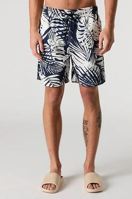 Short avec motif tropical à taille coulissante