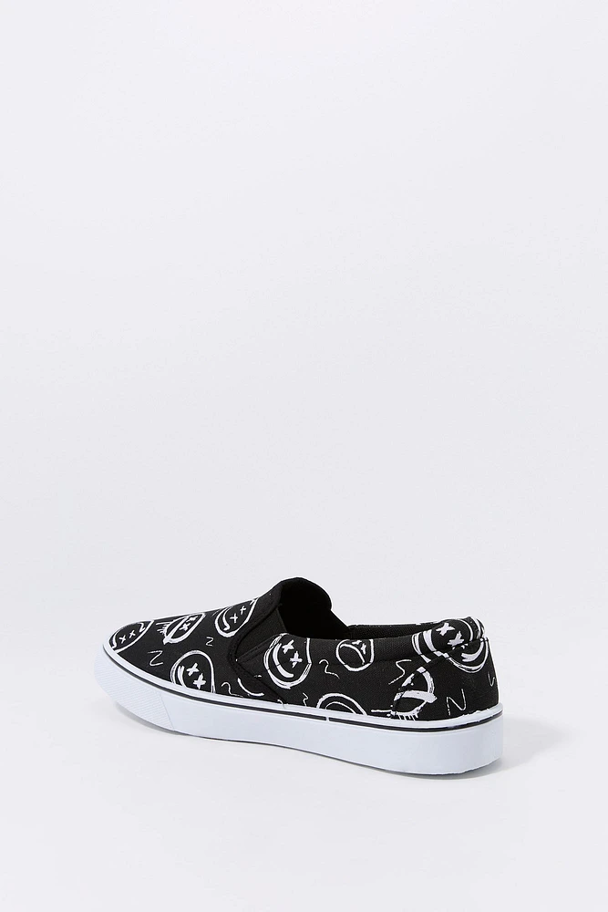 Smiley Face Print Slip On Shoe