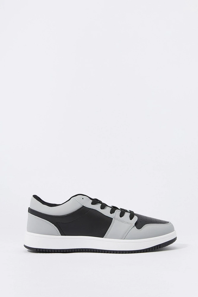 Faux Leather Colourblock Low Top Sneaker