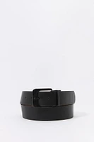 Faux Leather Reversible Black Buckle Belt