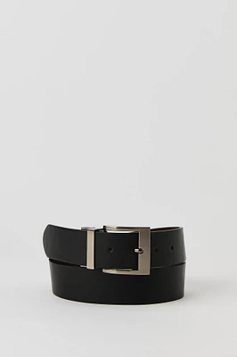 Reversible Faux Leather Square Buckle Belt