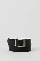 Reversible Faux Leather Square Buckle Belt