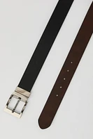 Reversible Faux Leather Square Buckle Belt