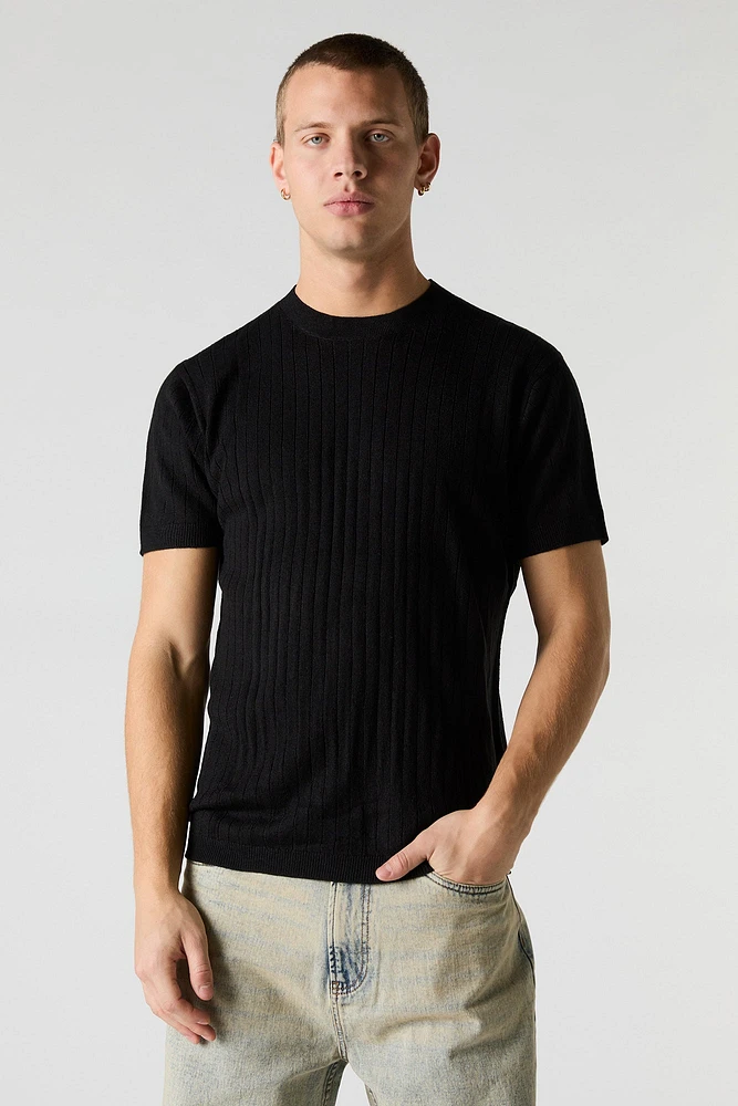 Ribbed Knit T-Shirt