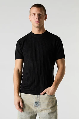 Ribbed Knit T-Shirt