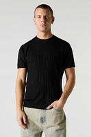 Ribbed Knit T-Shirt