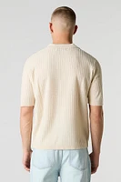 Textured Knit Polo Top