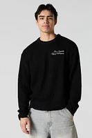 Los Angeles Embroidered Waffle Knit Sweater