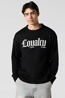 Gothic Text Jacquard Knit Sweater