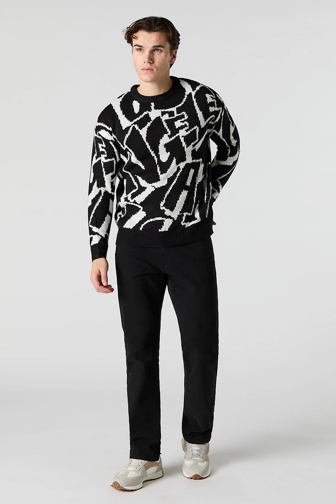 Letter Jacquard Knit Sweater