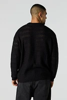 Open Knit Crewneck Sweater