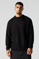 Open Knit Crewneck Sweater