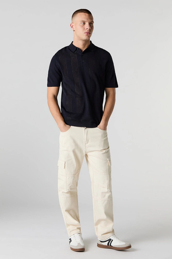 Polo en tricot ajouré