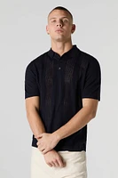 Open Knit Polo Top