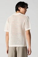 Open Knit Polo Top