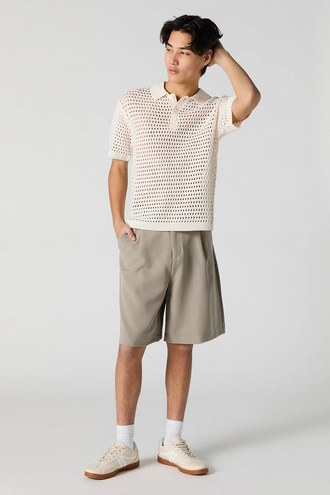 Open Knit Polo Top