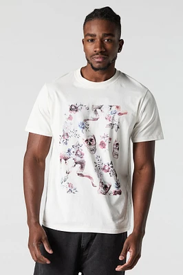 T-shirt à imprimé Floral Skull