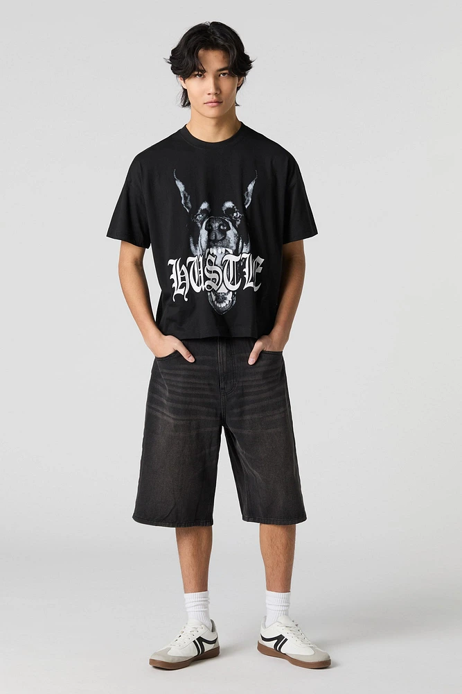 T-shirt carré à imprimé Hustle