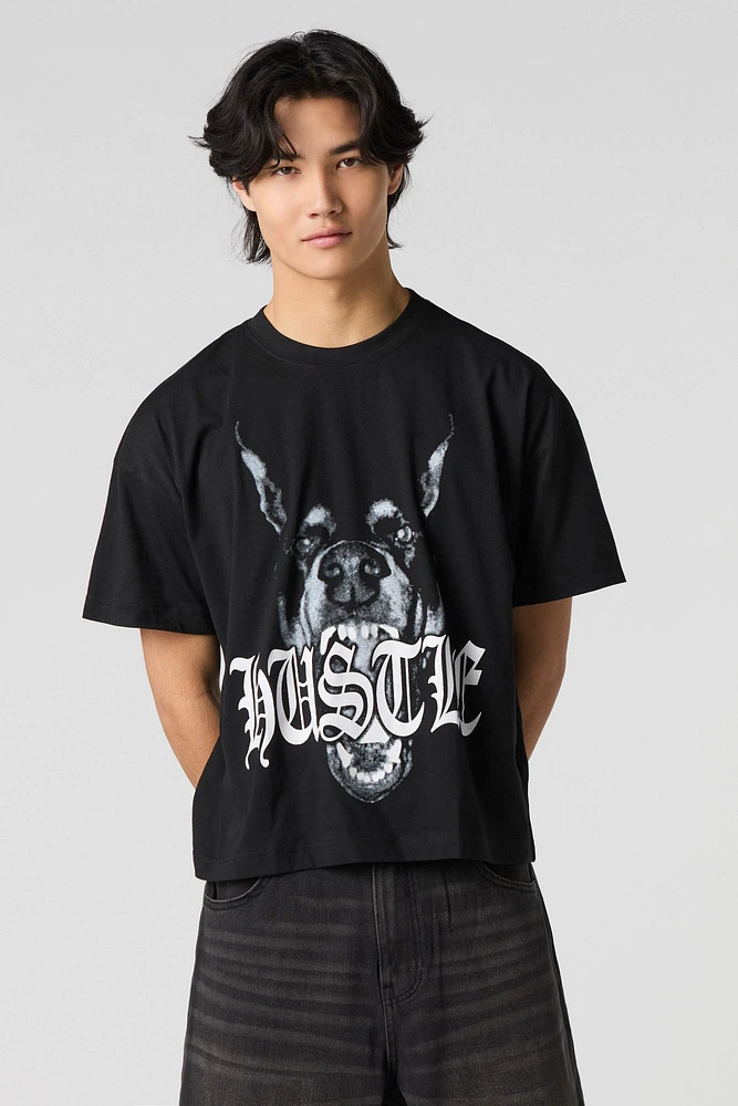 T-shirt carré à imprimé Hustle