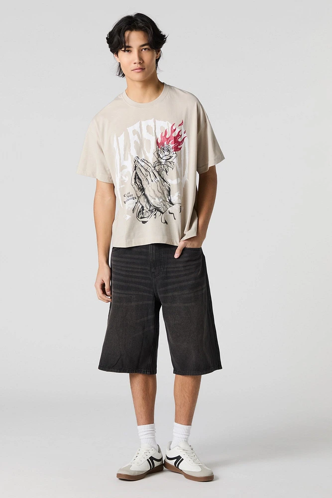 T-shirt carré à imprimé Blessed