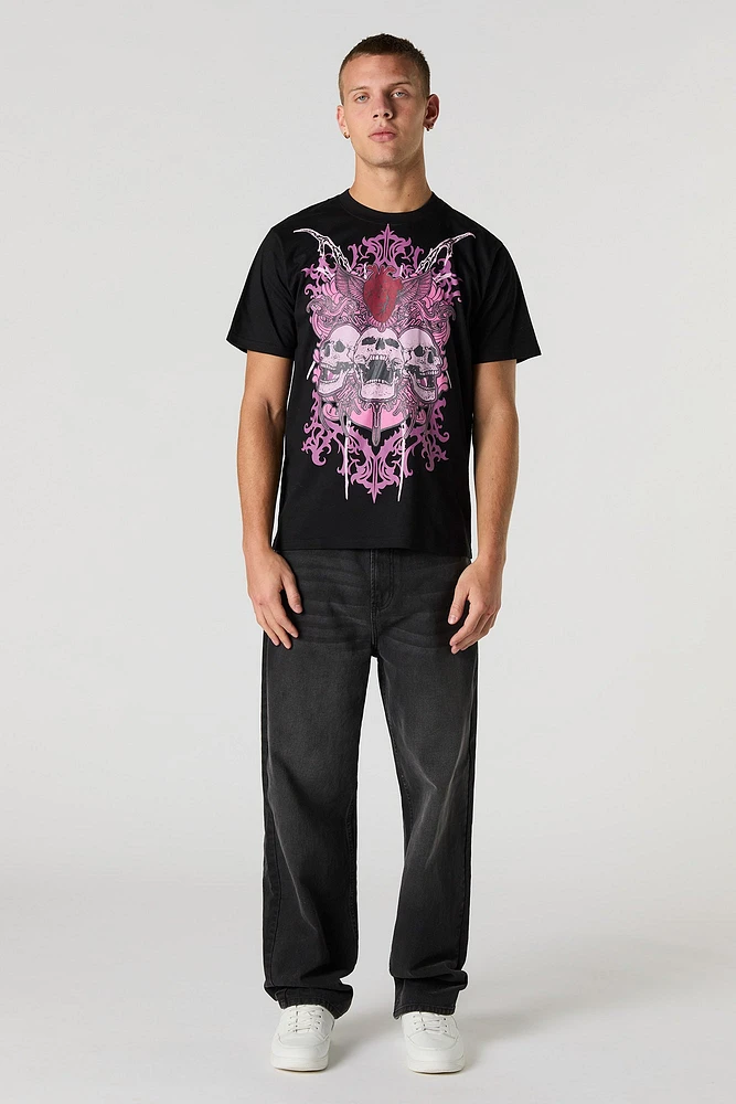 T-shirt à imprimé Skull Heart