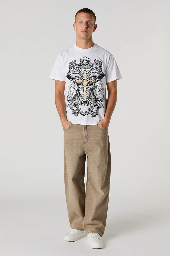 T-shirt à imprimé Skull Cross
