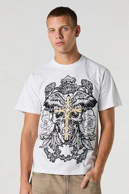 T-shirt à imprimé Skull Cross