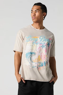 Long Beach California Graphic Washed T-Shirt