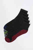 Chaussettes un quart à dessous marbré noir Athlétisme (paquet de 5)