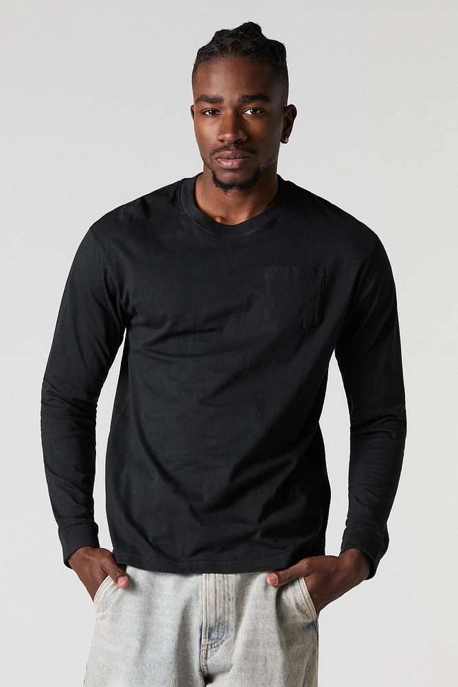 Chest Pocket Long Sleeve Top