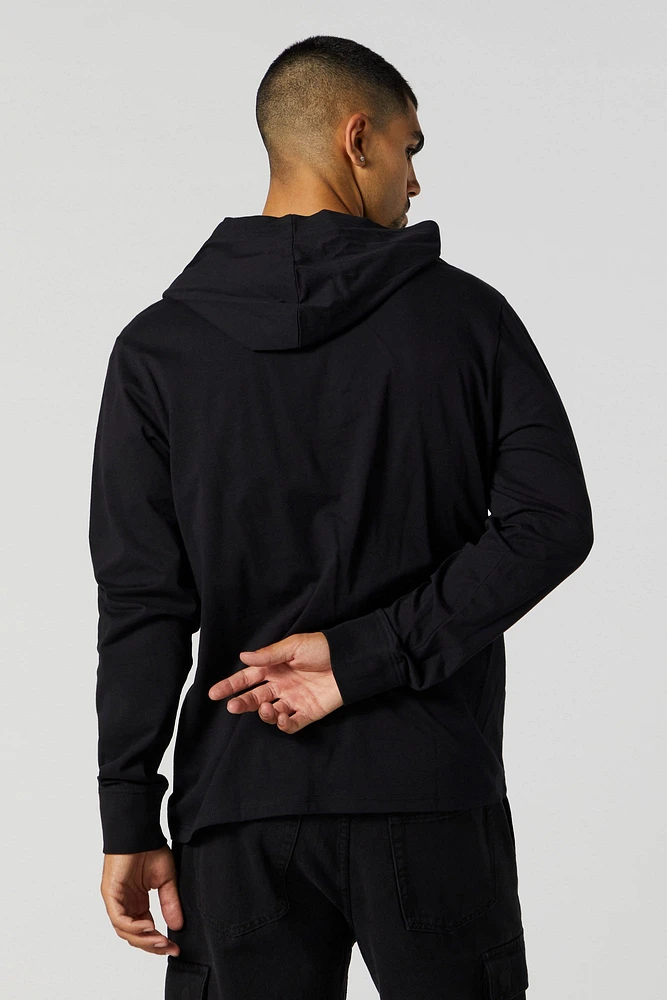 Hooded Henley Long Sleeve Top