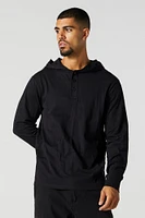 Hooded Henley Long Sleeve Top