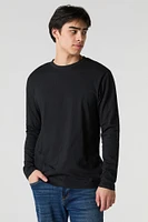 Solid Crewneck Long Sleeve Top