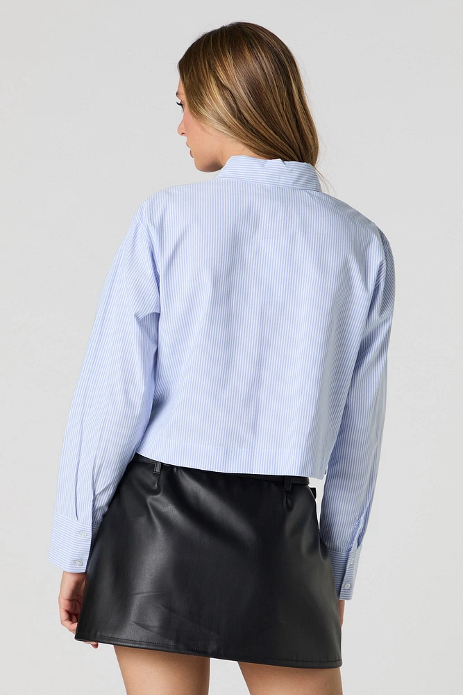 Cropped Long Sleeve Button-Up Top