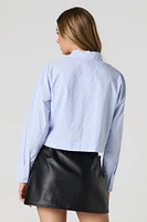 Cropped Long Sleeve Button-Up Top