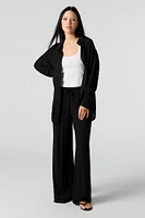Crinkle Oversized Button-Up Top