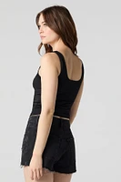 Contour Cinched Rosette Tank